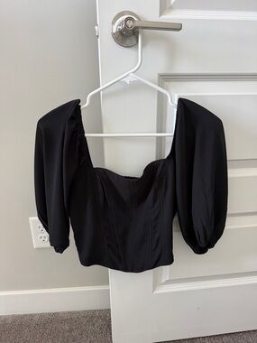 Abercrombie & Fitch Black Puff-Sleeve Corset Top